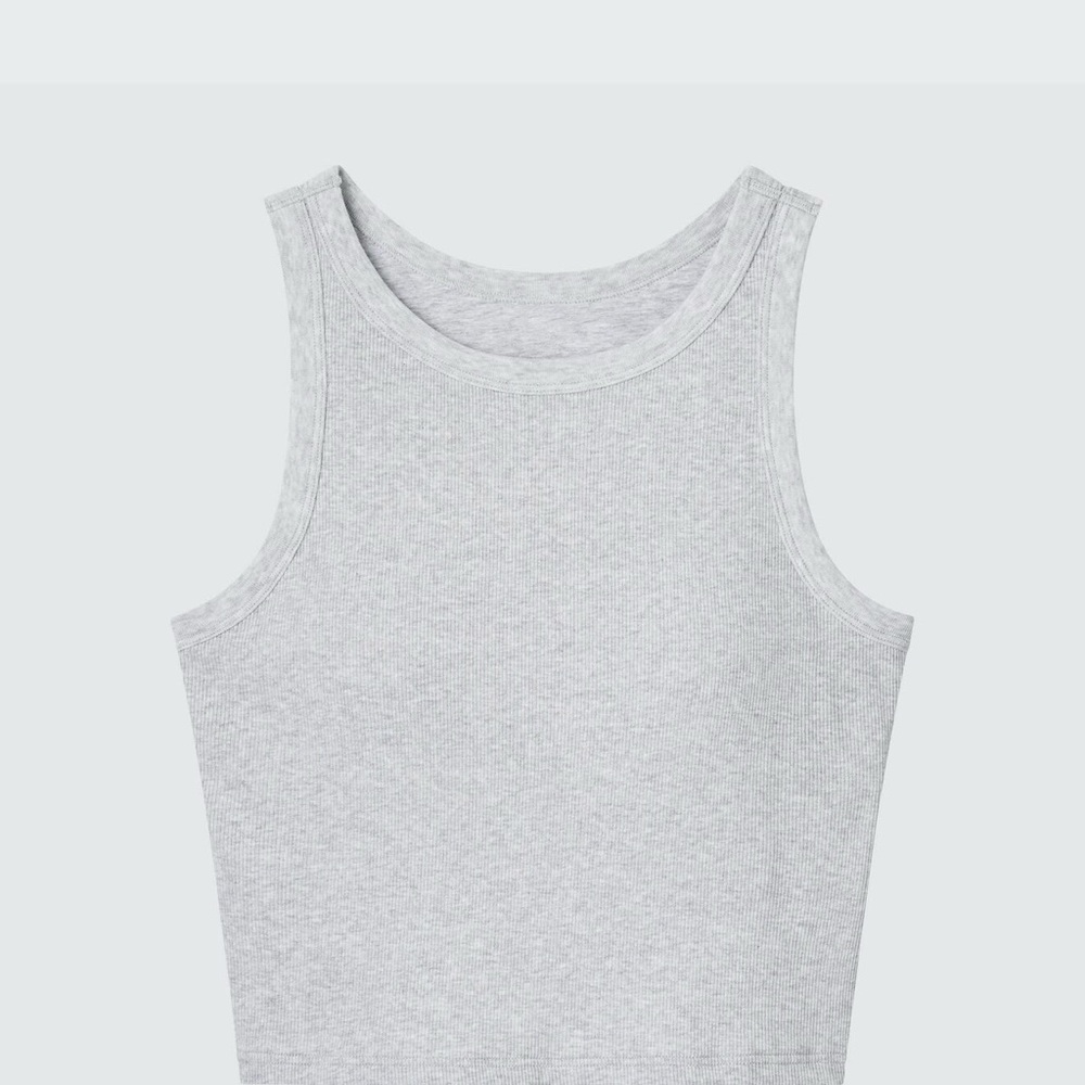 Uniqlo Light Gray Ribbed Crop Bra Tank Top